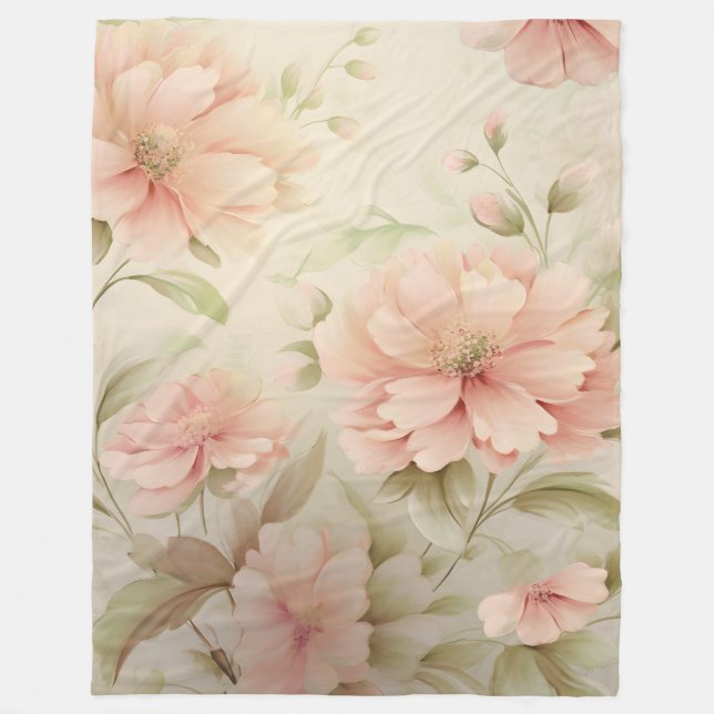Mjuk blomsterdesign fleecefilt (Framsidan)