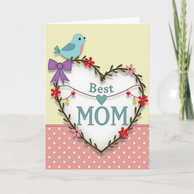 Mjuk blomsterkort för bästa mamma kort (Framsida)