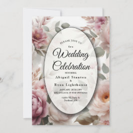 Mjuk Bloom Rosé Floral Peony och Ros Serenad Inbjudningar