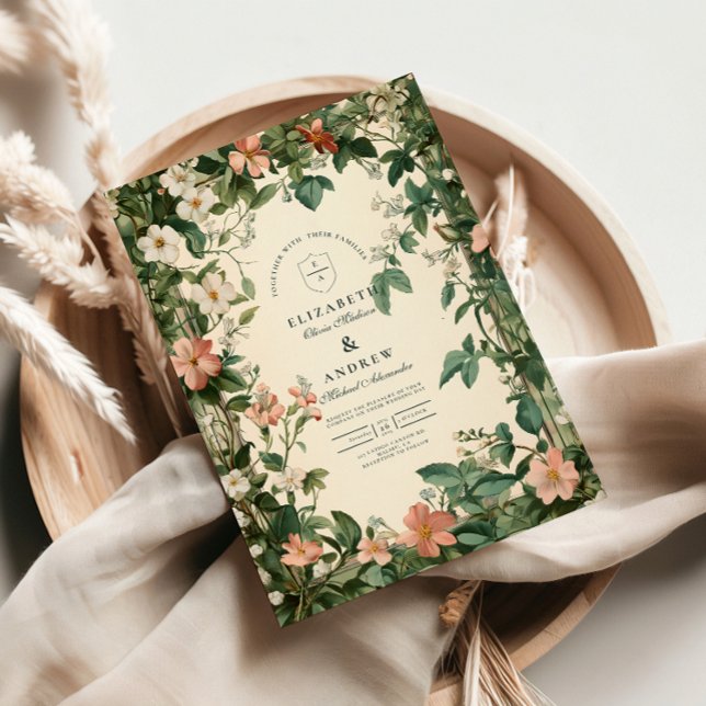 Mjuk Blush Art Nouveau Bröllop Inbjudningar (Skapare uppladdad)