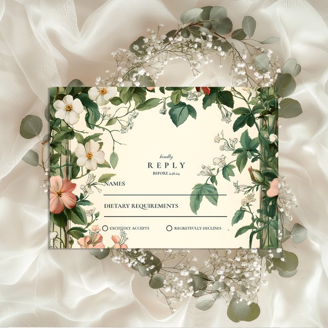 Mjuk Blush Floral Art Nouveau Bröllop OSA Kort (Skapare uppladdad)