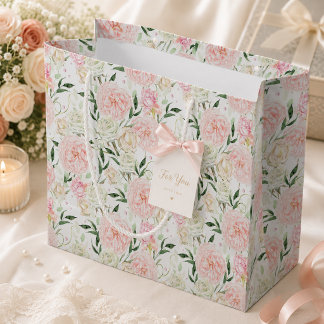 Mjuk Blush Peony & Ros Vattenfärg Blommönster