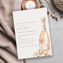 Mjuk Blush Rosa Blommig Champagne Vin Förlovning Inbjudningar