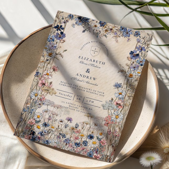 Mjuk Bohemsk Blommig Äng Bröllop Inbjudningar (Skapare uppladdad)