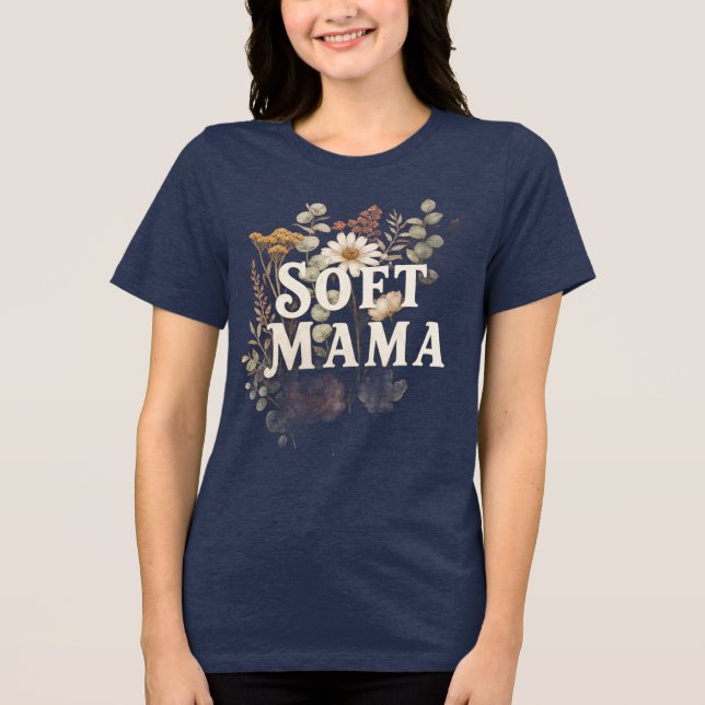 Mjuk Boho-mamma Vattenfärg Blommig T-Shirt - Terra (Framsida)