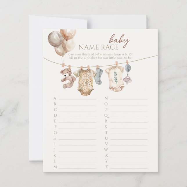 Mjuk Boho Neutral Babykläder Namn Loppisfest (Framsida)