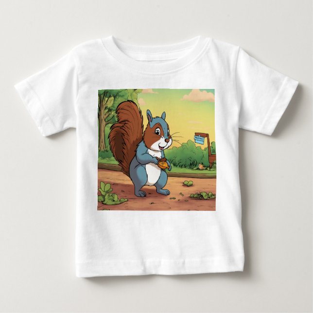 Mjuk bomull Baby T-Shirt med Tecknad Squirrel Pri (Framsida)