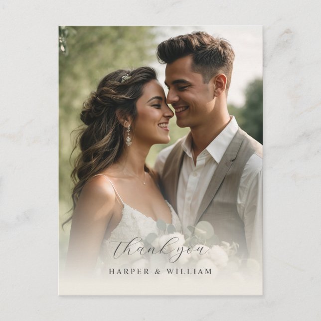 Mjuk bomull tack foto bröllop vykort (Framsida)