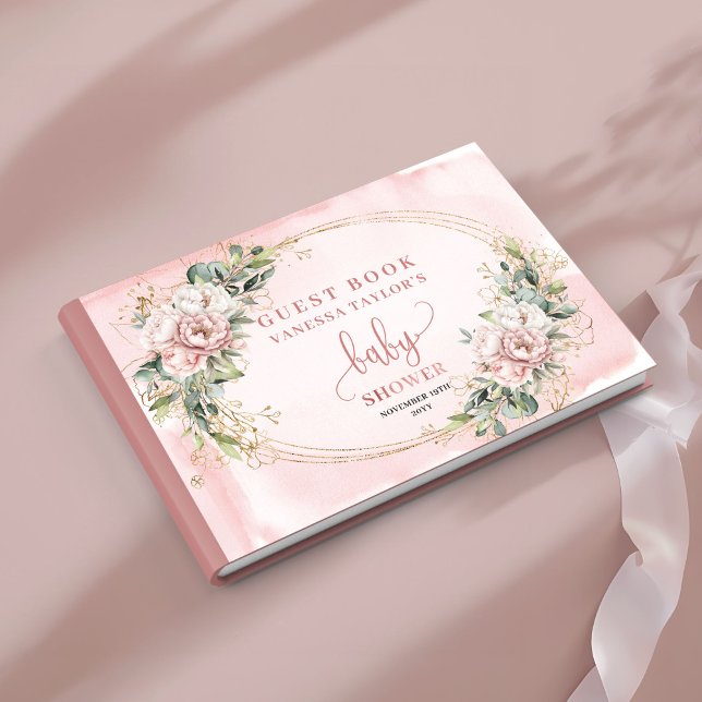 Mjuk botanisk dammig rosa gästbok (Soft Botanical Dusty Pink Guest Book)