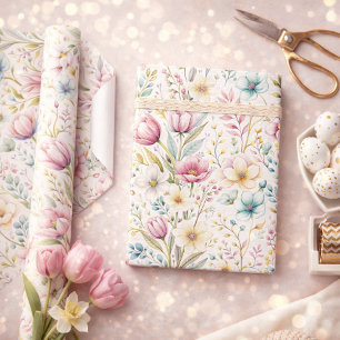 Mjuk botanisk påskblomsdesign presentpapper