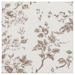 Mjuk Brun Blommig Vin Toile Tyg