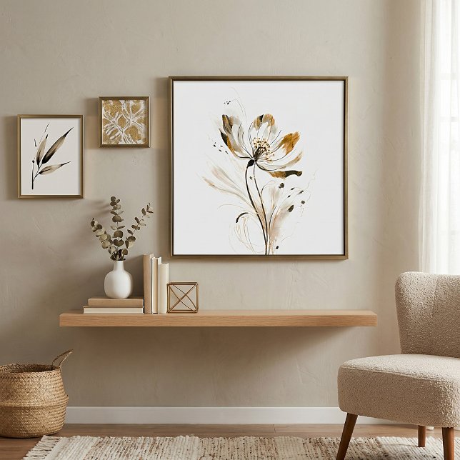 Mjuk brun och svart minimalistisk blomma poster (Skapare uppladdad)