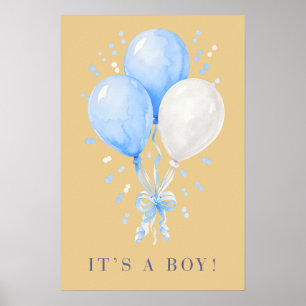 Mjuk Champagne Det Är En Pojke Blå Ballonger Affis Poster