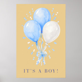 Mjuk Champagne Det Är En Pojke Blå Ballonger Affis Poster