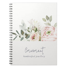 Mjuk Chic  Rosa Peony Leafy botaniska Blommigten Anteckningsbok