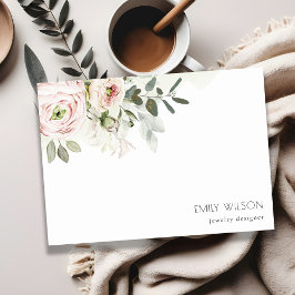 Mjuk Chic  Rosa Peony Leafy botaniska Blommigten Anteckningskort