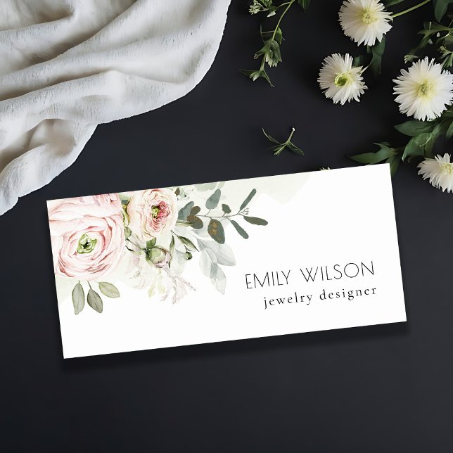 Mjuk Chic  Rosa Peony Leafy botaniska Blommigten Namnbricka (Skapare uppladdad)