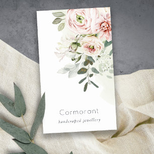 Mjuk Chic Rosa Peony Leafy botaniska Blommigten Visitkort