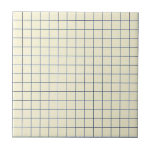 Mjuk Cream & Navy Blue Checkered Mönster Retro Kakelplatta