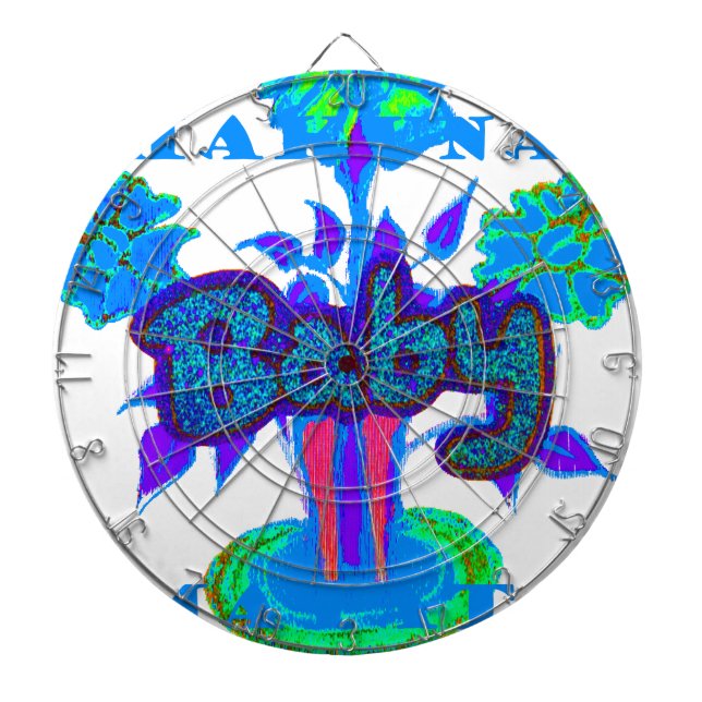 Mjuk cyan Blue Flower Art: A Baby Touch. Darttavla (Framsidan)