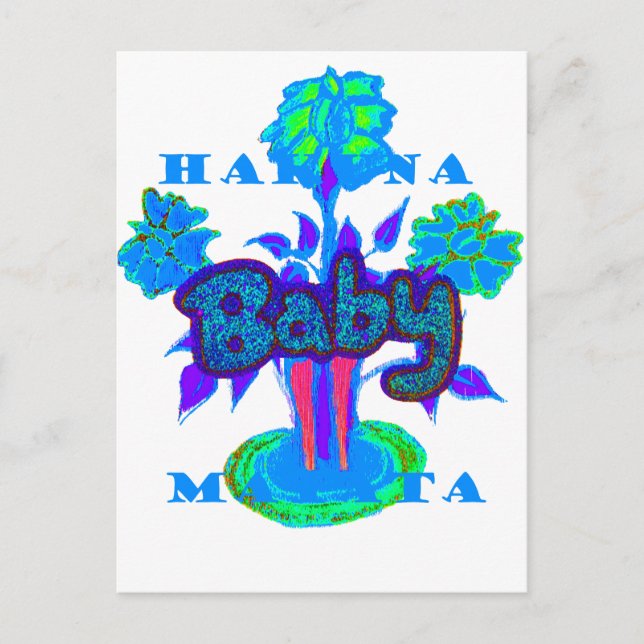 Mjuk cyan Blue Flower Art: A Baby Touch. Vykort (Framsida)