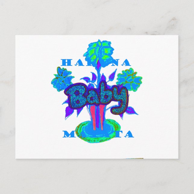 Mjuk cyan Blue Flower Art: A Baby Touch. Vykort (Framsida)