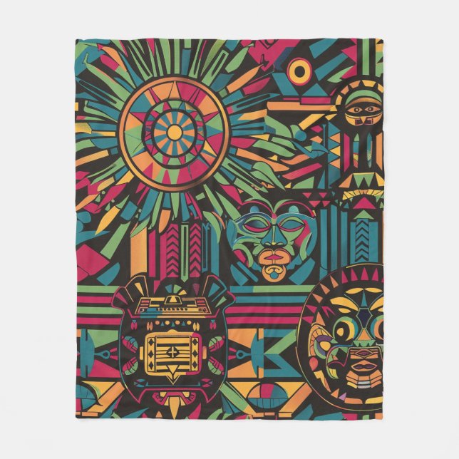 Mjuk cyan "Eclipsed Sol and Pyramids Design" Plus Fleecefilt (Framsidan)
