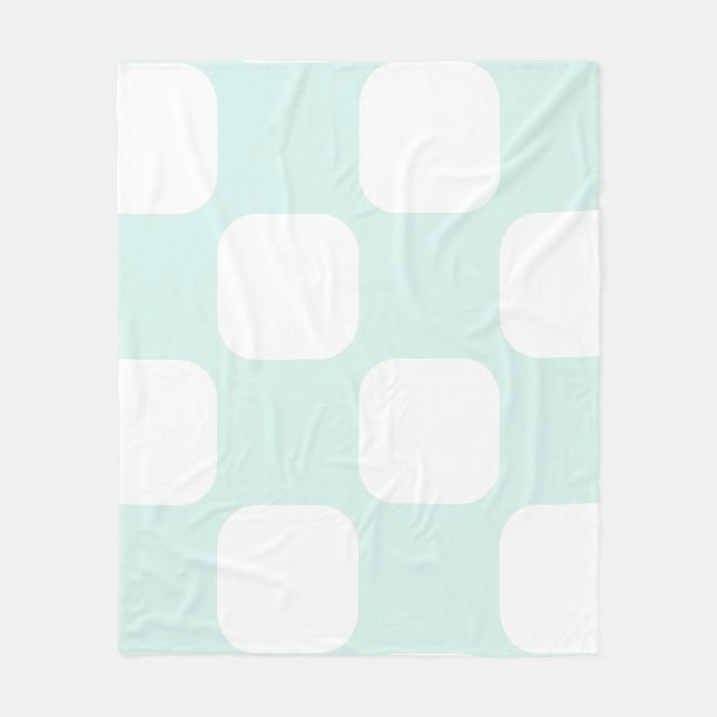 Mjuk cyan grön pastell & vit Squircle-mönster Fleecefilt (Framsidan)