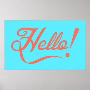Mjuk cyan- och bittersöt Hej Poster