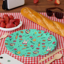 Mjuk cyan Påsk Mönster Papprare Tallrikar