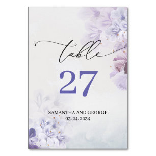 Mjuk dammig lila blå lilac violet boho bordsnummer