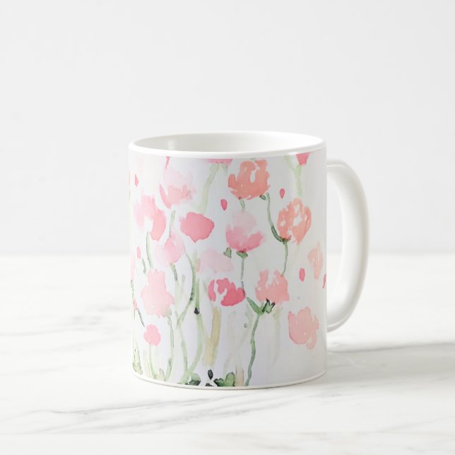 Mjuk delikat Rosa och Grönt Vattenfärgslådor Kaffemugg (Framsida höger)