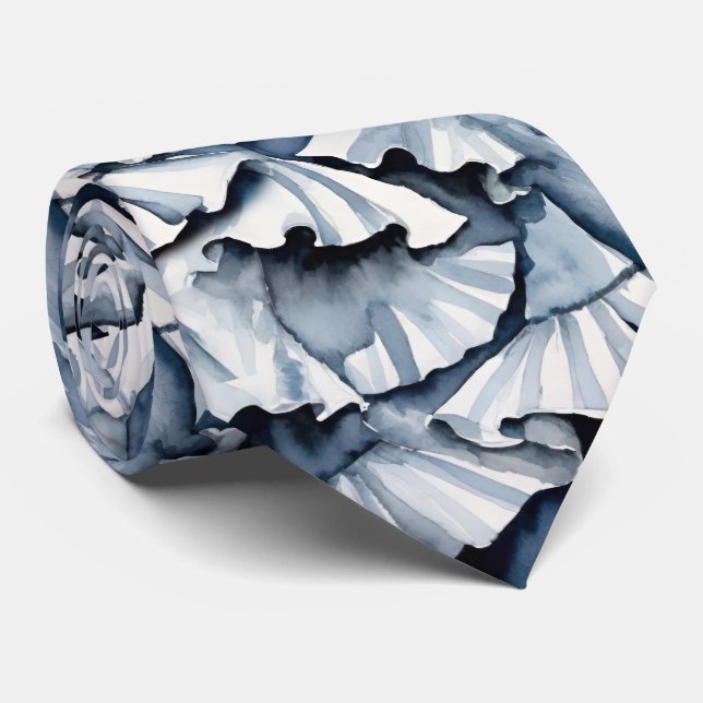 Mjuk Denimblå Akvarelldraperingar Slips (Rullad)