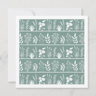 Mjuk dimma teal herbarium botaniska växter randig anteckningskort