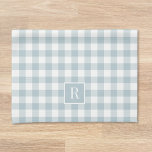 Mjuk dofty Blue Buffalo Check Monogram Kökshandduk<br><div class="desc">Anpassningsbar-designad modern kökshandduk för lantbruk i stil,  med familj som första plats på den mjuka dammblåa buffelkontrollen i mönster.</div>