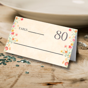 Mjuk Elegant 80:e Födelsedagsfestens Blommigt 80 å Placeringskort