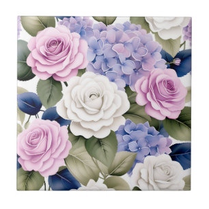 Mjuk Elegant av Blommigt med Hydrangeas och Ro Kakelplatta