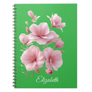 Mjuk Elegant Rosa Blommig Personlig Anteckningsbok