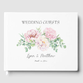 Mjuk Elegant Rosa ros Blommigt Bröllop Gästböcker