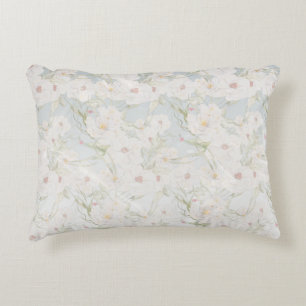 Mjuk Elegant Vitt Blommönster Prydnadskudde