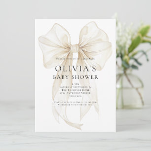 Mjuk Elfenbensfärgad Båge Textöverlägg Baby Shower Inbjudningar
