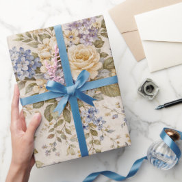 Mjuk Elfenbensfärgad Trädgårdsblomning Presentpapper