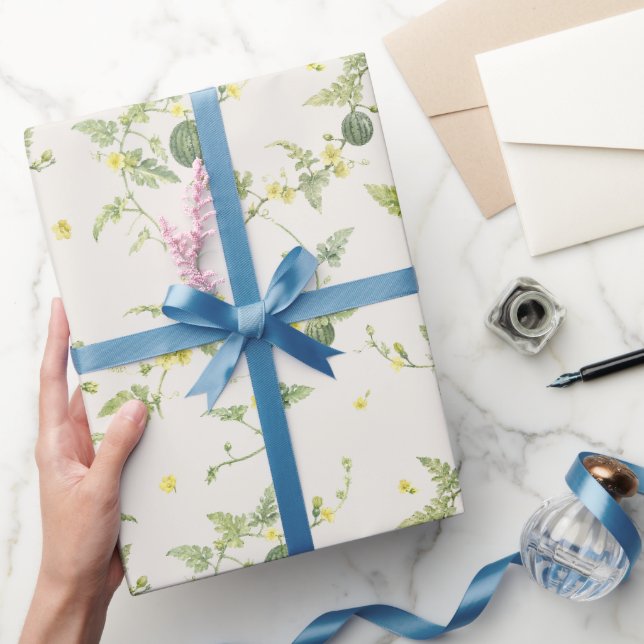 Mjuk Elfenbensvit Mini Vattenmelon Vattenfärg Bota Presentpapper (Gifting)