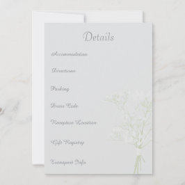 Mjuk elfenbensvit vigsel, minimal layout, gästinfo tack kort