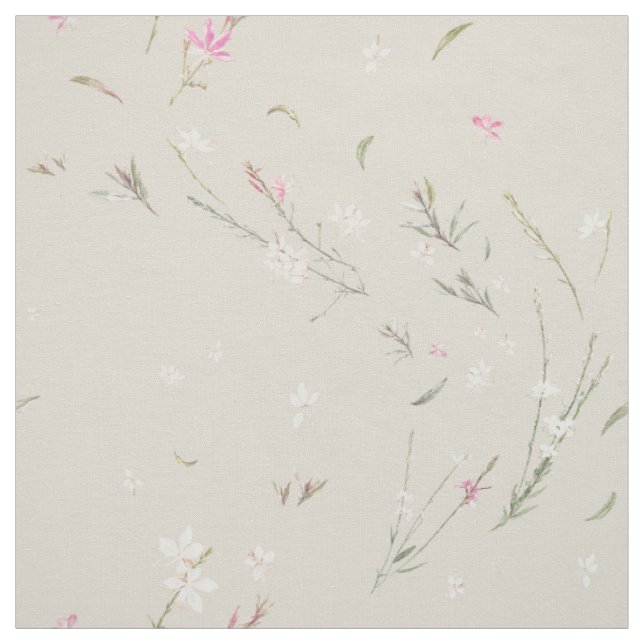 Mjuk Elfenbensvitt Gaura Akvarellblomma Tyg (Provkarta)