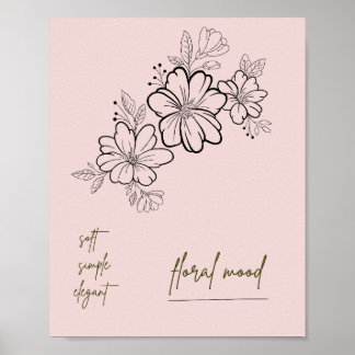 Mjuk Enkel Elegant Blommig Känsla Rosa Affisch