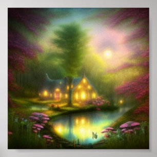 Mjuk fantasy-stuga poster