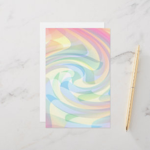 Mjuk Färg Pastel Swirl Gult Rosa Blue Abstrakt Brevpapper