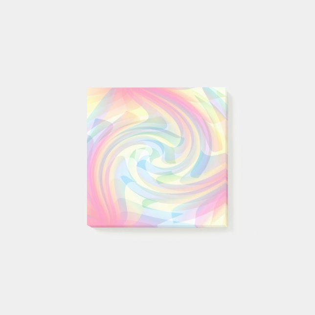 Mjuk Färg Pastel Swirl Gult Rosa Blue Abstrakt Post-it Block (Framsida)