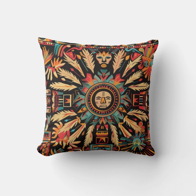 Mjuk färgad "Aztec Dream", Mysigt Throw Cushion Kudde (Framsida)